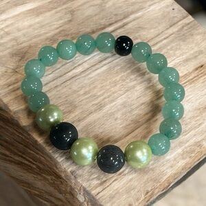 Green Aventurine and Shungite Possibility Beaded Gemstone Bracelet